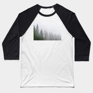 Fog Blanketed Evergreen Trees Baseball T-Shirt